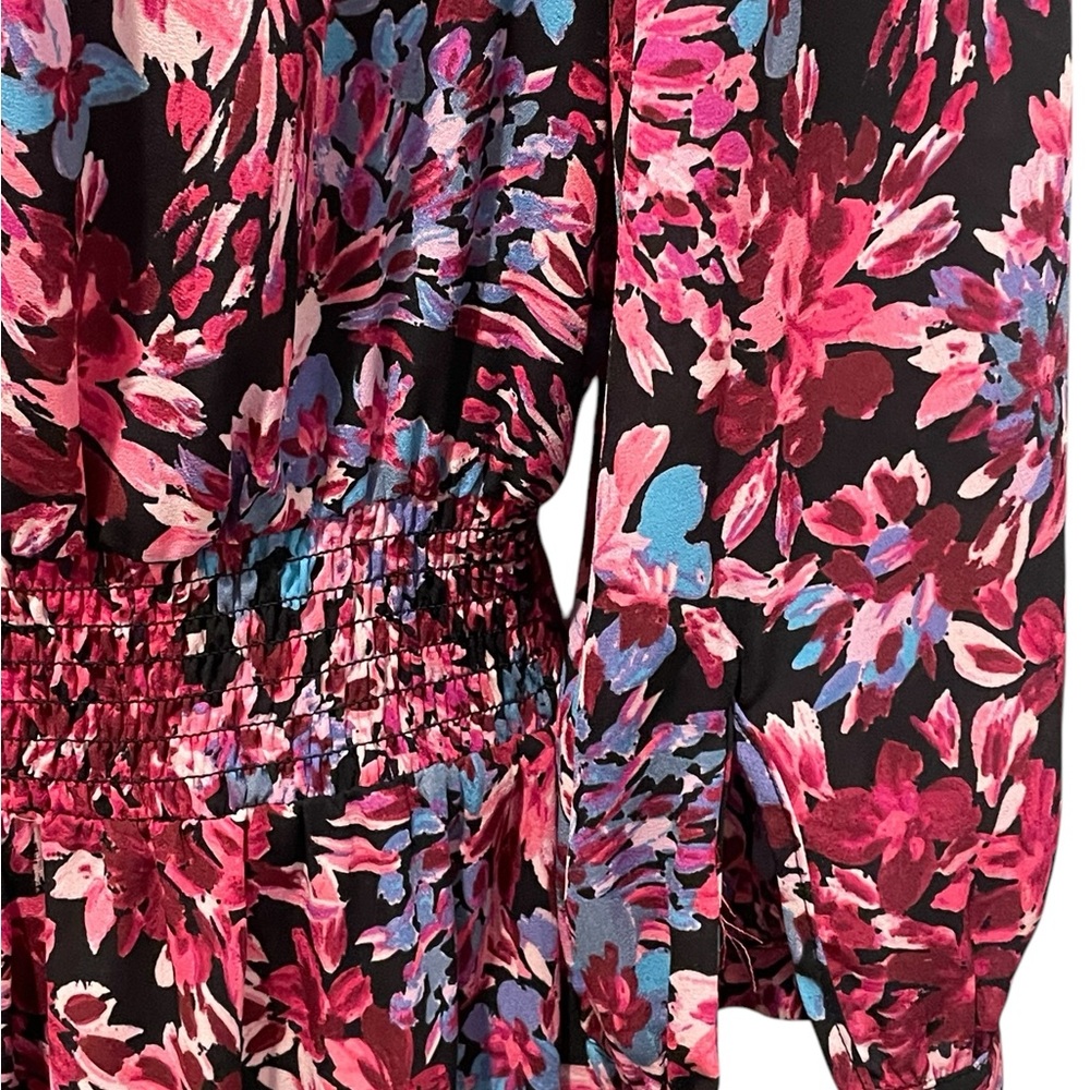 NANETTE LEPORE FLORAL HIGH-LOW LONG SLEEVE DRESS FLORAL MULTICOLOR SIZE 8 - Picture 4 of 16
